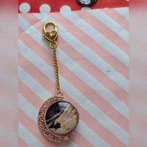 Gold and Purple Double Sided Crescent Moon Bag Charm